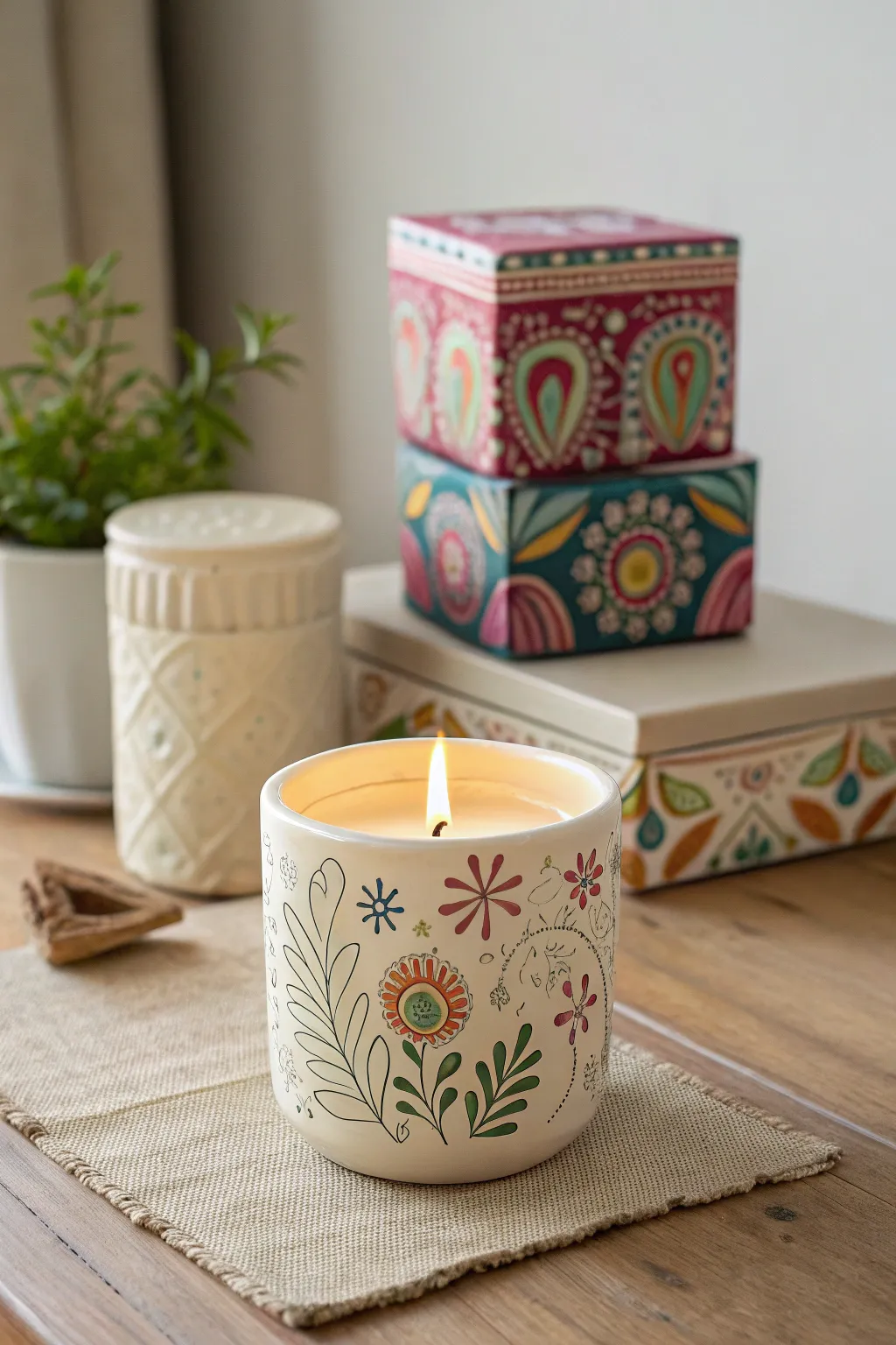 Brighten your creative space with colorful accents and artisanal touches.