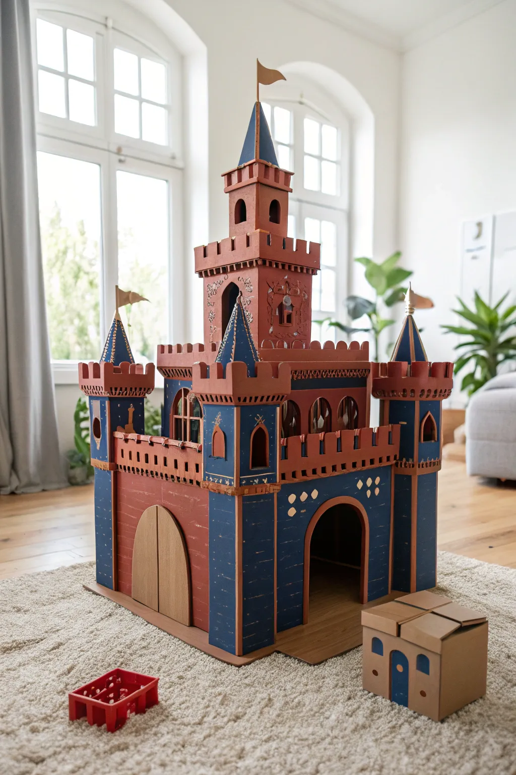 Unleash your imagination with this stunning cardboard castle centerpiece, where simplicity meets adventure.