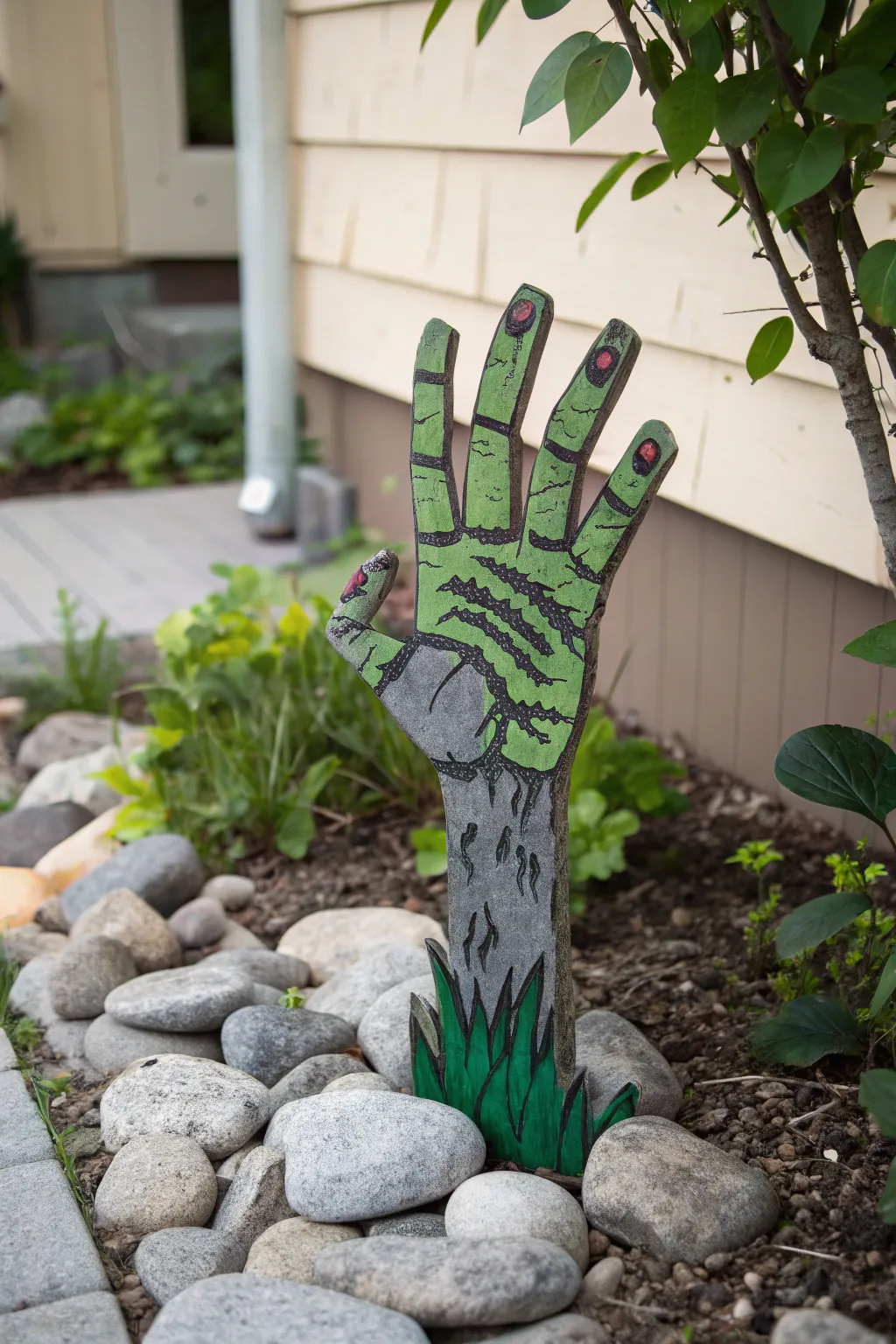 Bring a touch of the undead to your garden with this DIY zombie hand stake!