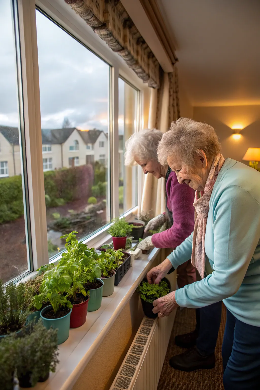 Residents enjoy the simplicity and satisfaction of indoor gardening.