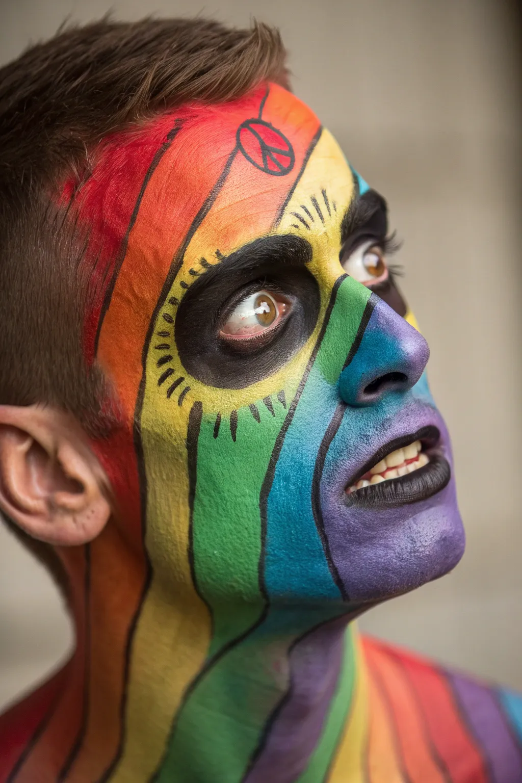 Unleash your wild side with a rainbow zombie face paint that turns heads and defies expectations.