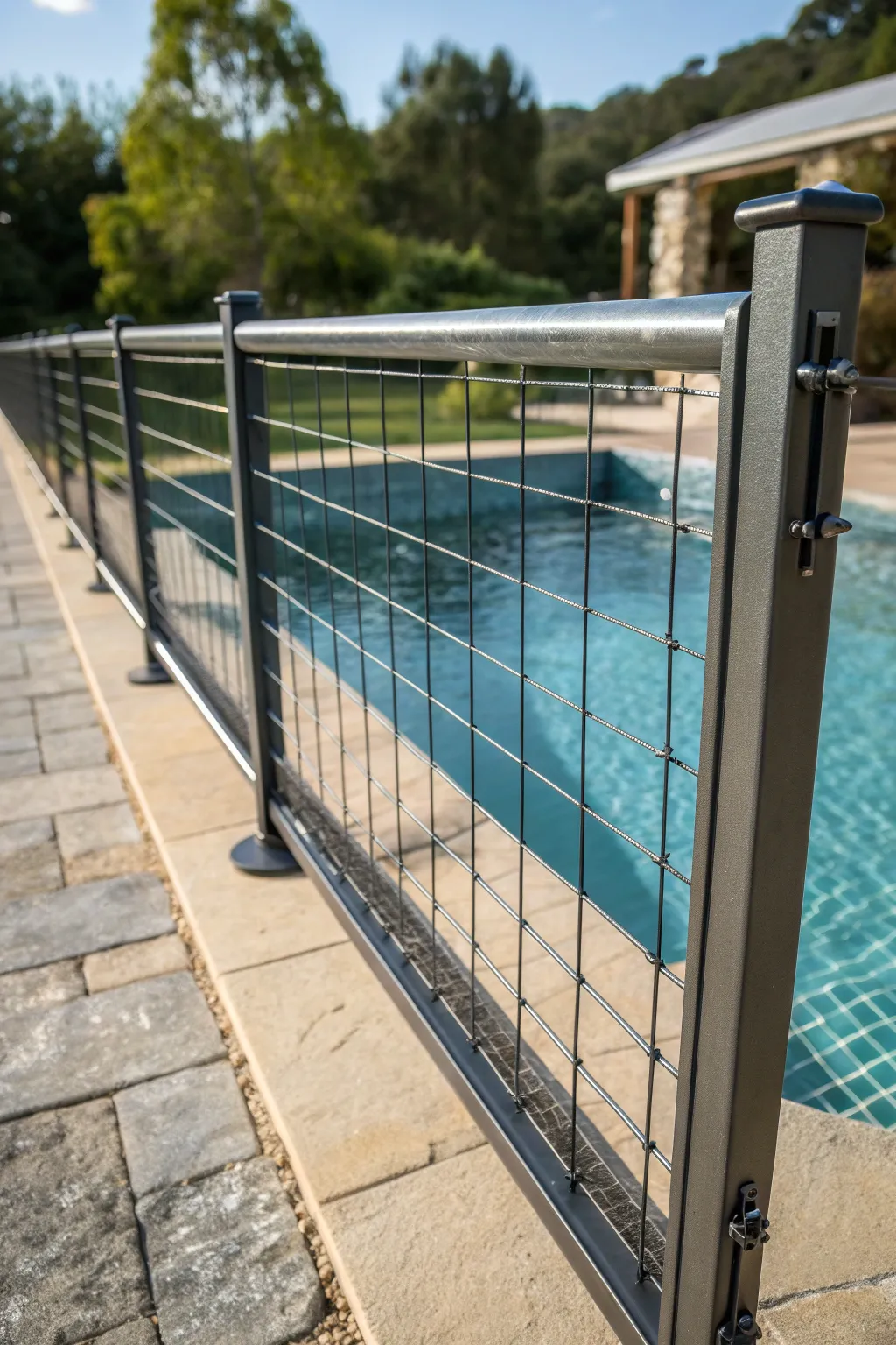Secure elegance: A cattle panel fence that combines safety with stunning craftsmanship around your pool.