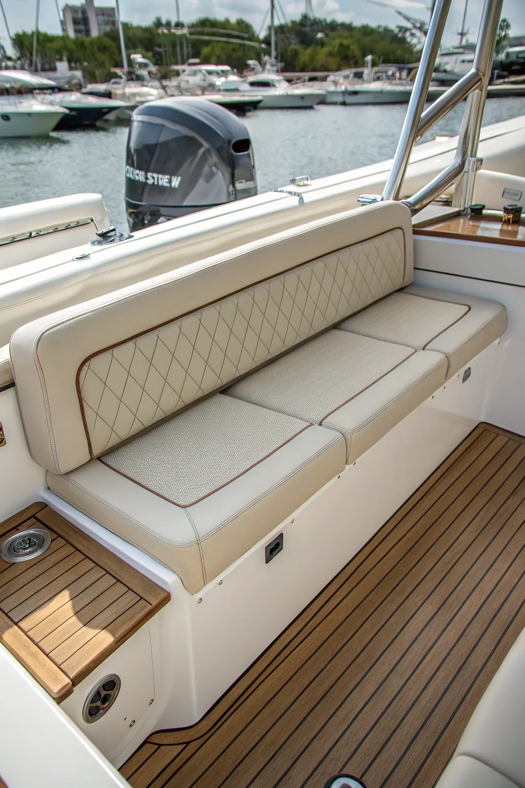 Elevate your boating experience with this elegantly crafted bench seat, where style meets functionality.