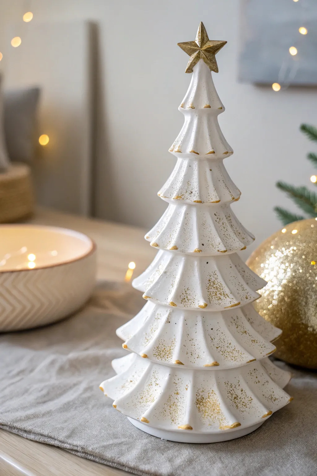 Add a touch of glamour to your holiday décor with a sparkling, minimalist ceramic tree.
