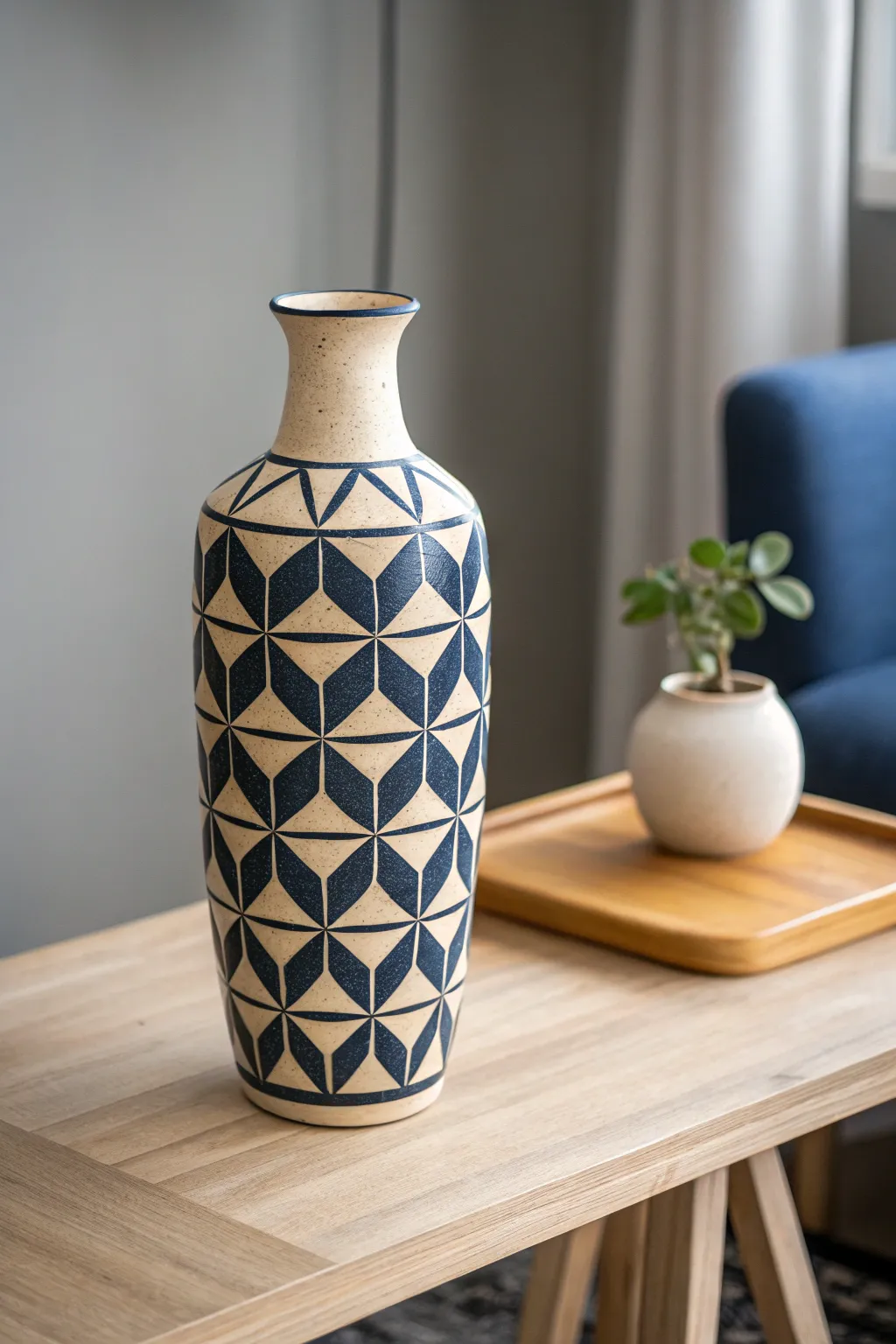 Elevate your space with this chic geometric ceramic vase, where modern design meets timeless elegance.