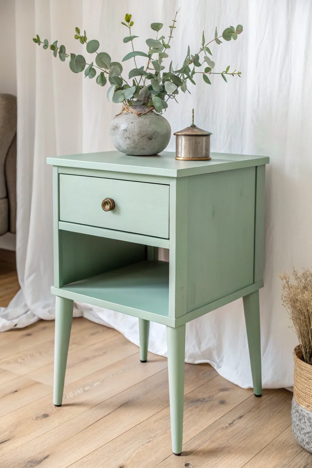 Revitalize your space with a nature-inspired green nightstand, blending simplicity and elegance in one perfect piece.