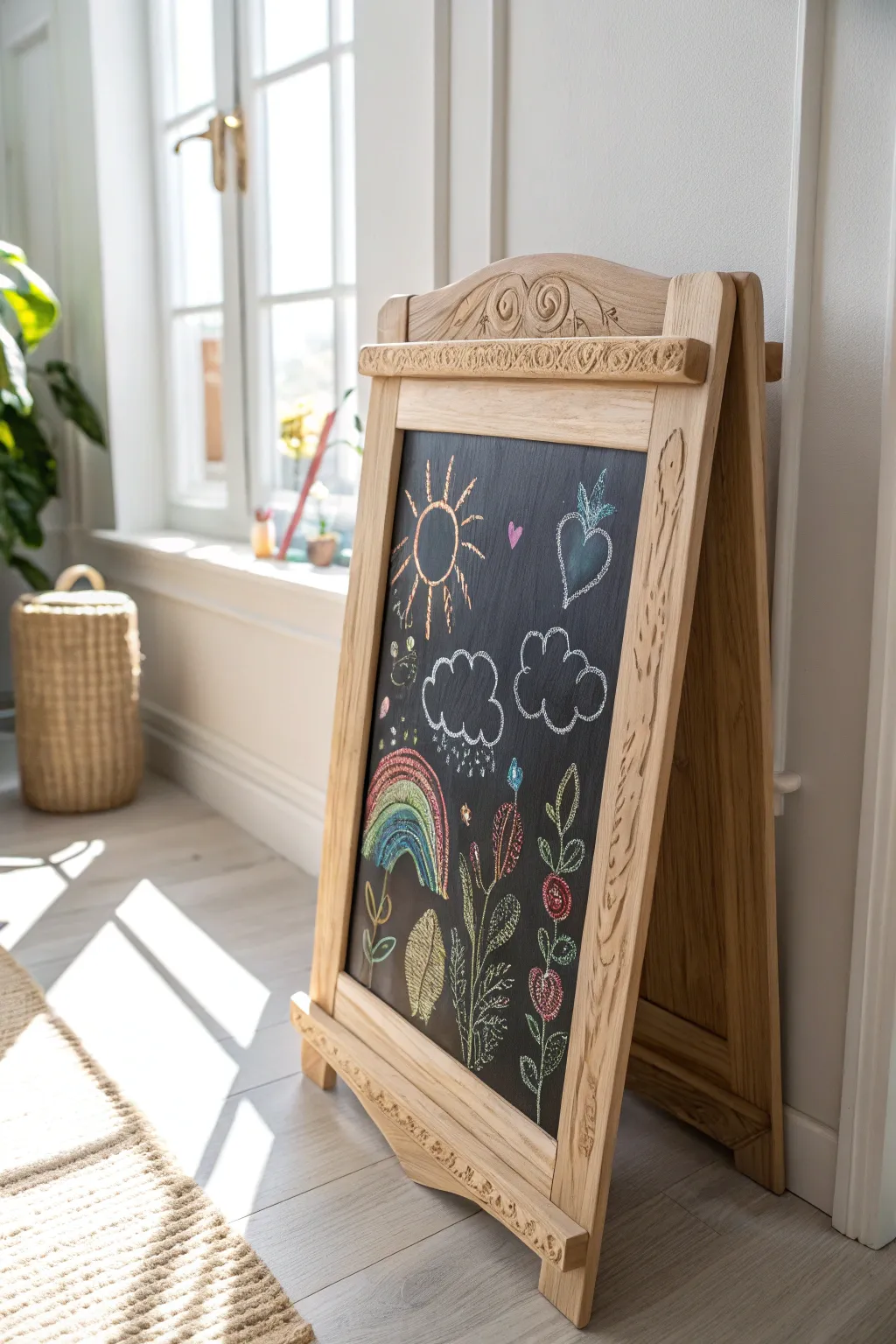 Ignite young imaginations with this charming chalkboard frame, where creativity meets craftsmanship.