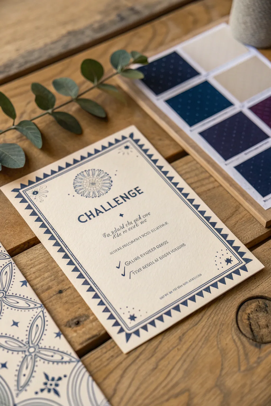Unleash creativity with the elegance of a monochrome challenge card.