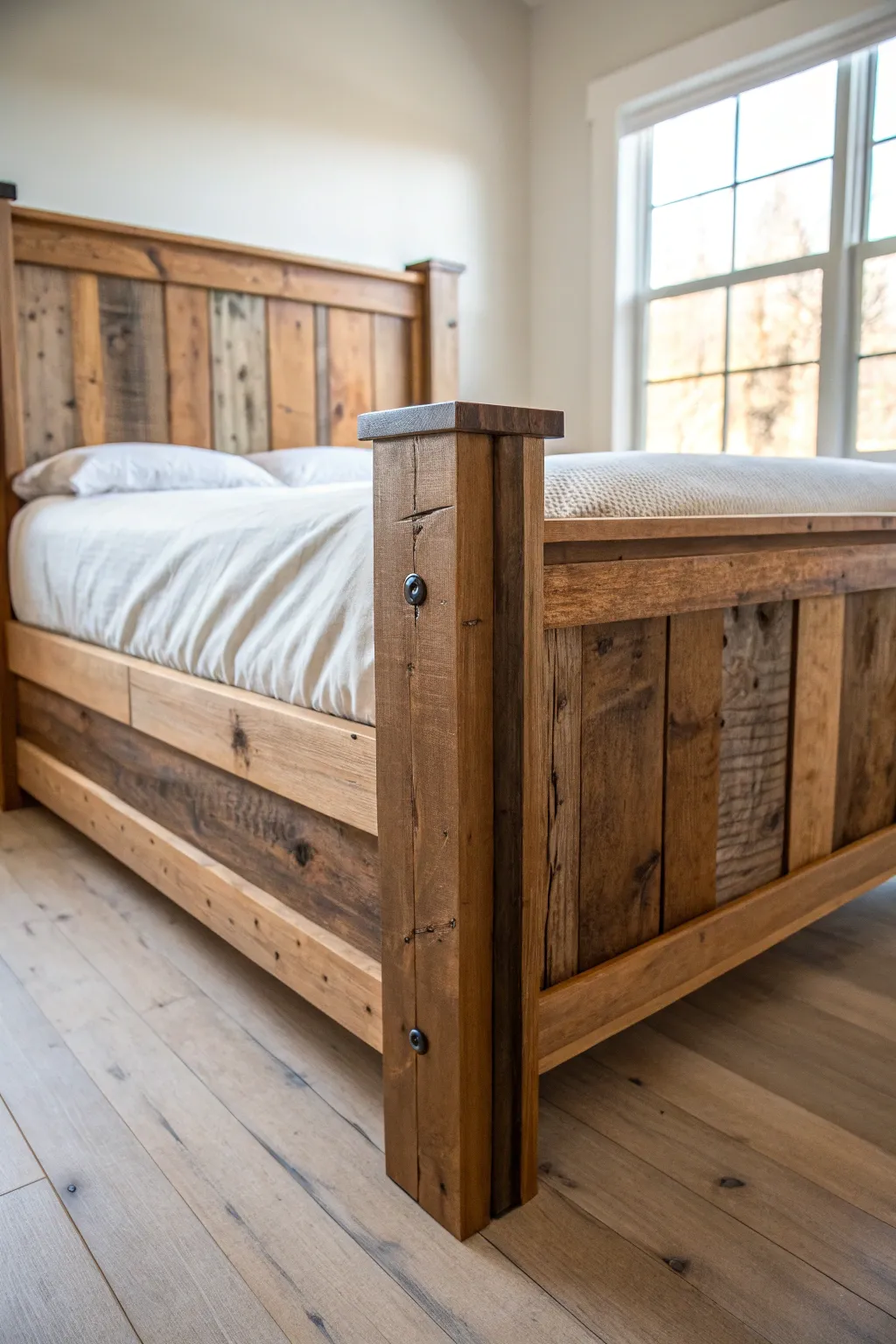 Transform your space with a reclaimed wood bed frame—where history meets craftsmanship.