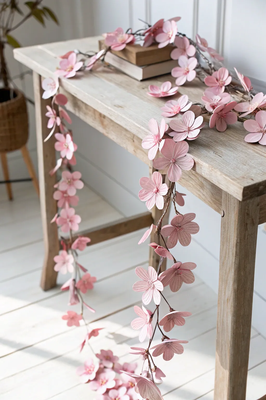 Elevate your spring decor with a handmade cherry blossom garland that blends minimalist elegance with a touch of Boho charm.