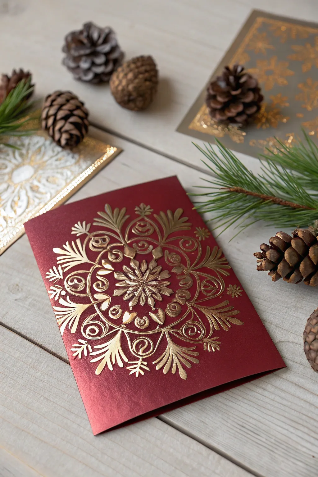 Add a touch of glam to your holiday greetings with foil-pressed elegance.