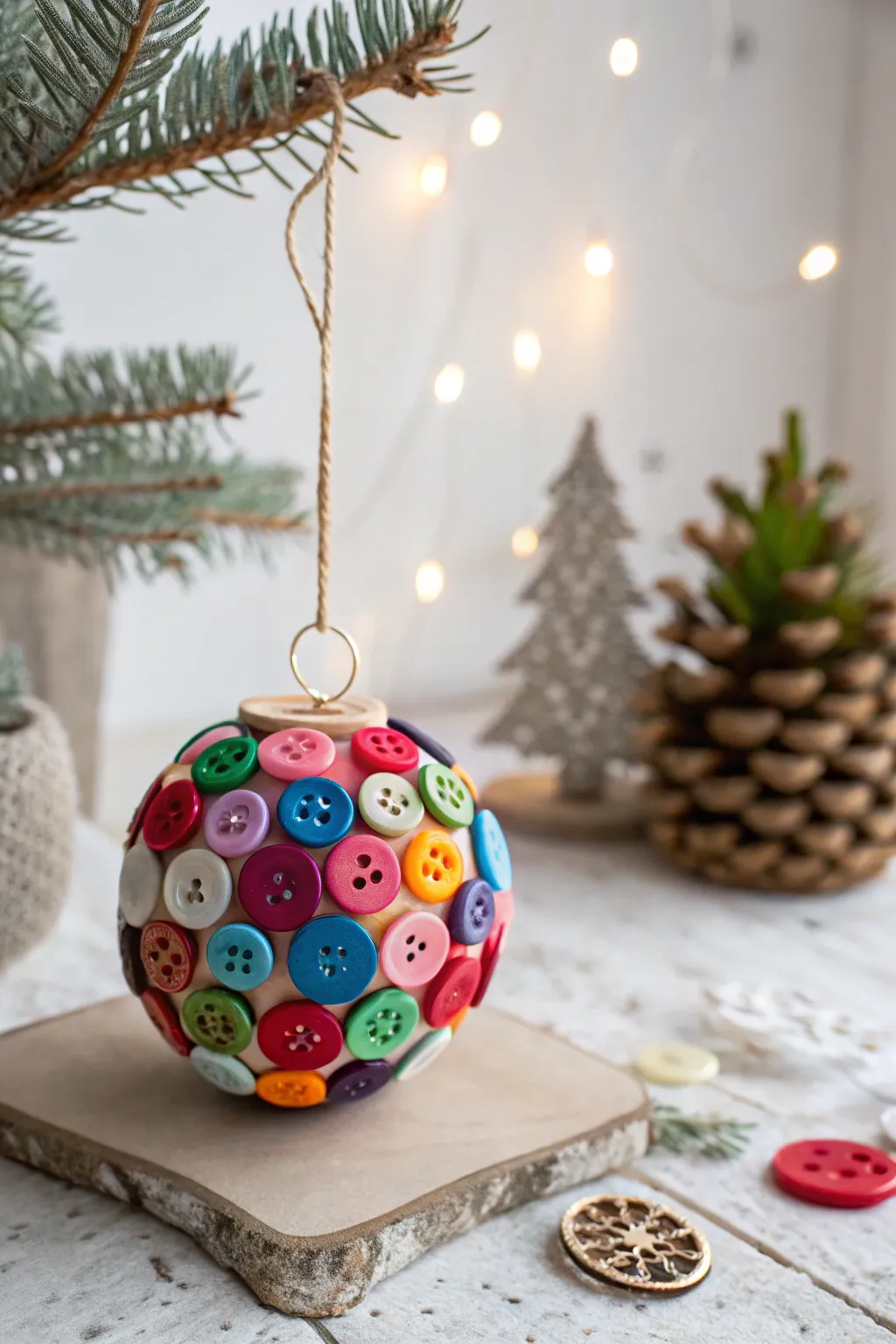 Crafting Joy: Create unique button baubles this Christmas for a touch of handmade elegance on your tree.