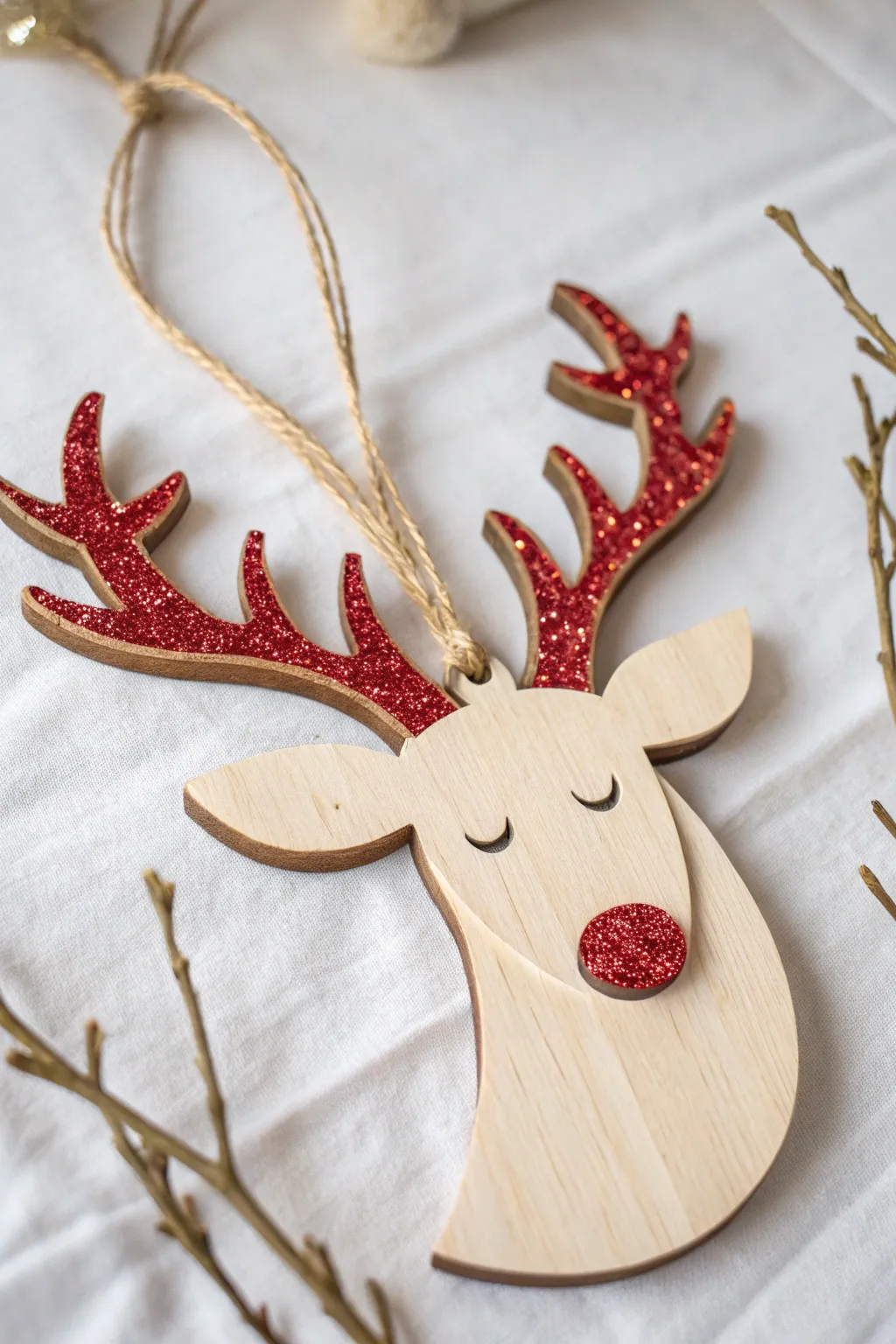 Bring festive cheer to your door with this handcrafted reindeer head hanger, blending minimalist charm with boho flair.