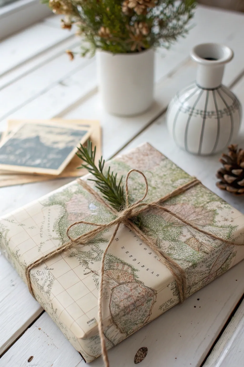 Wrap your gifts in wanderlust with vintage map paper—perfect for the adventurer at heart.