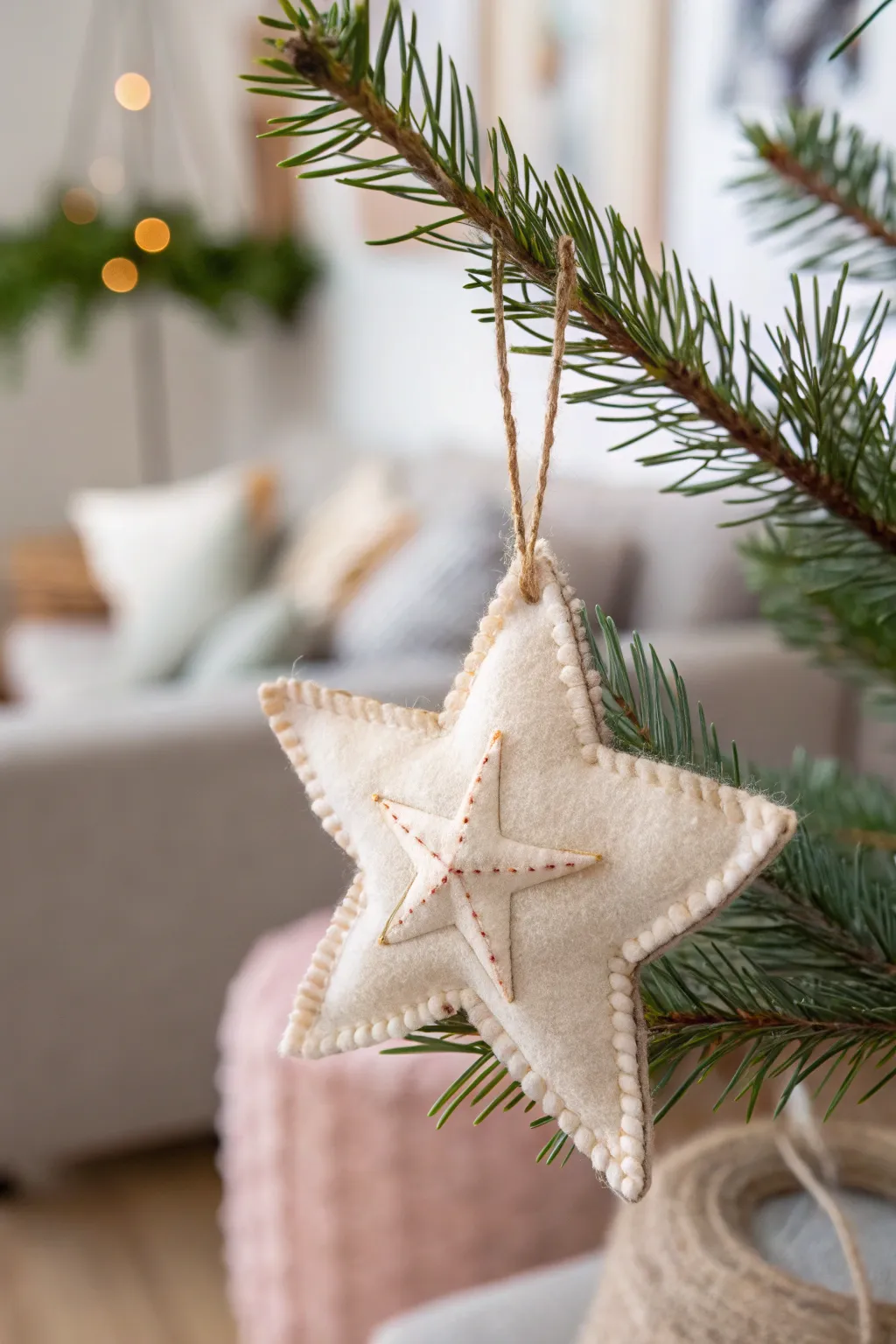Craft a cozy charm with handmade felt star ornaments for a minimalist holiday touch.