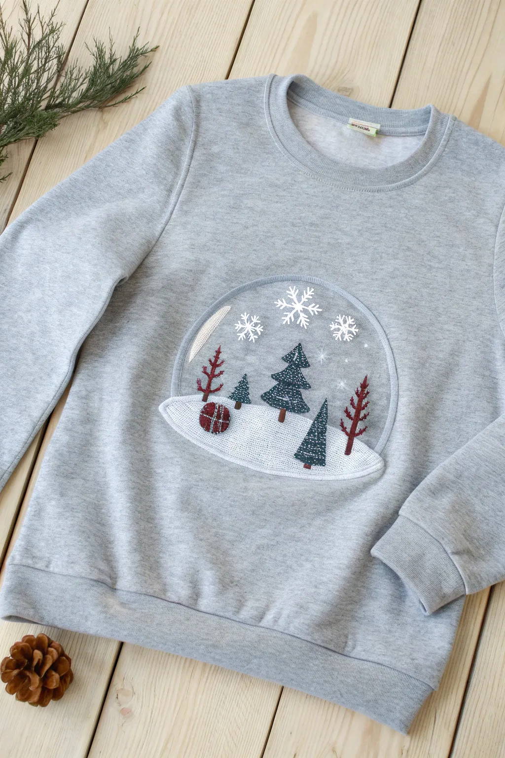 Embrace the magic of the season with this enchanting Snowglobe Effect Sweatshirt — where minimalist elegance meets festive creativity.