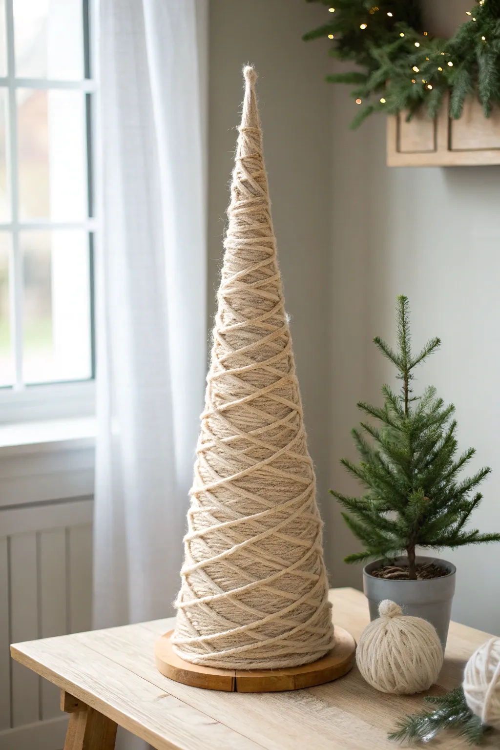 Embrace minimalist holiday magic with our charming string and starch Christmas tree craft!