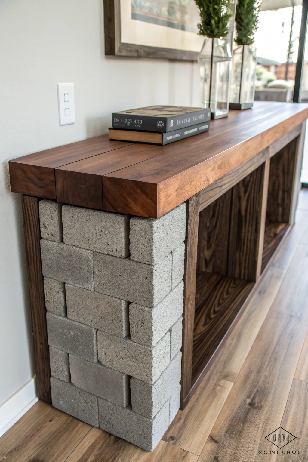 Transform your entryway with this rustic-meets-modern cinder block console.