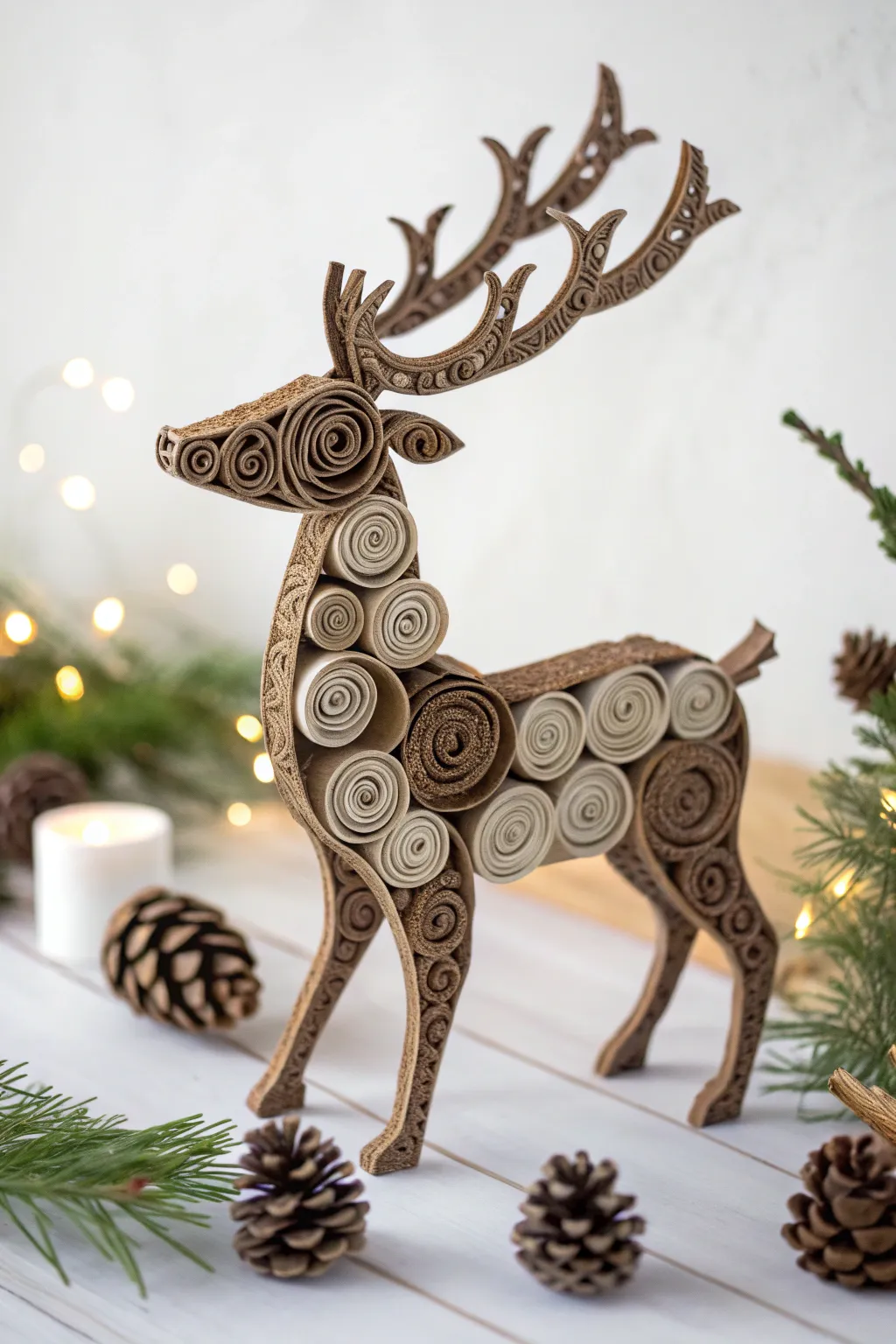 Embrace the charm of simplicity with this elegant paper ball reindeer craft.