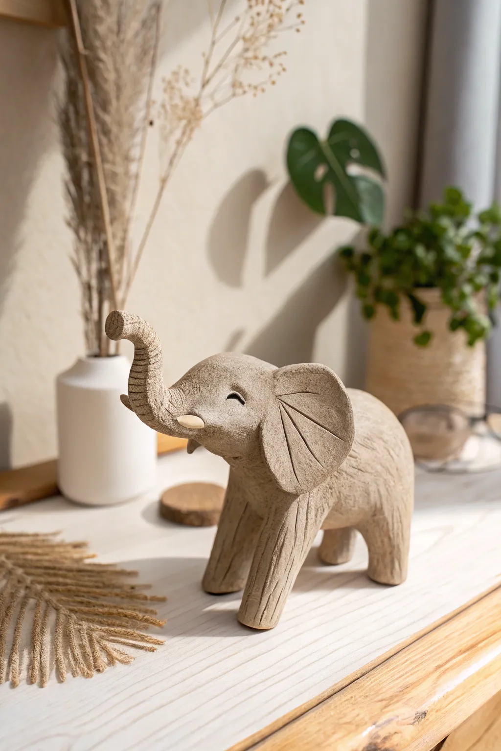 Embrace the charm of minimalism with this beautifully crafted clay elephant, where simplicity meets artistry.