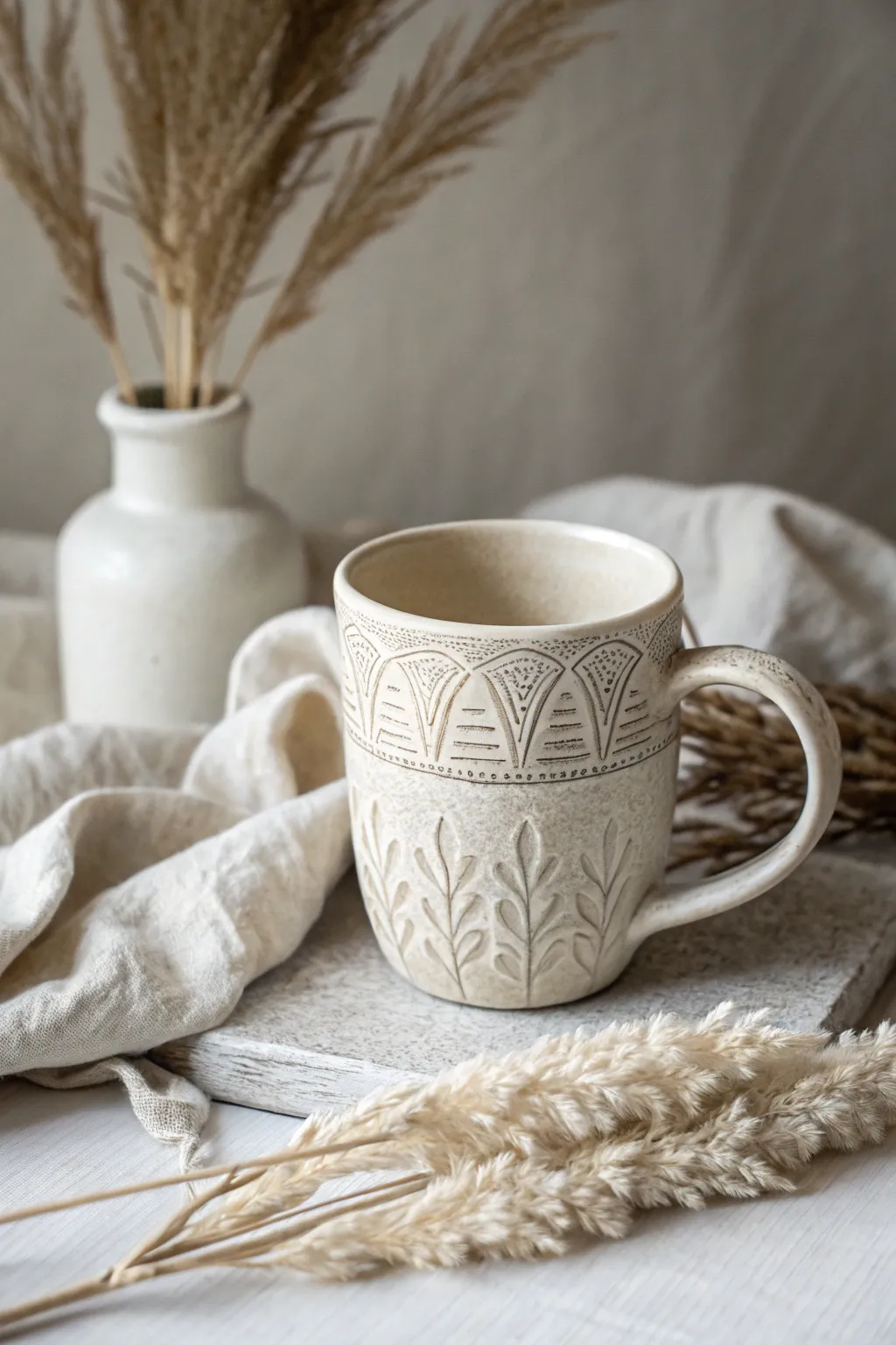Discover the understated elegance of monochrome magic with this handcrafted clay mug.