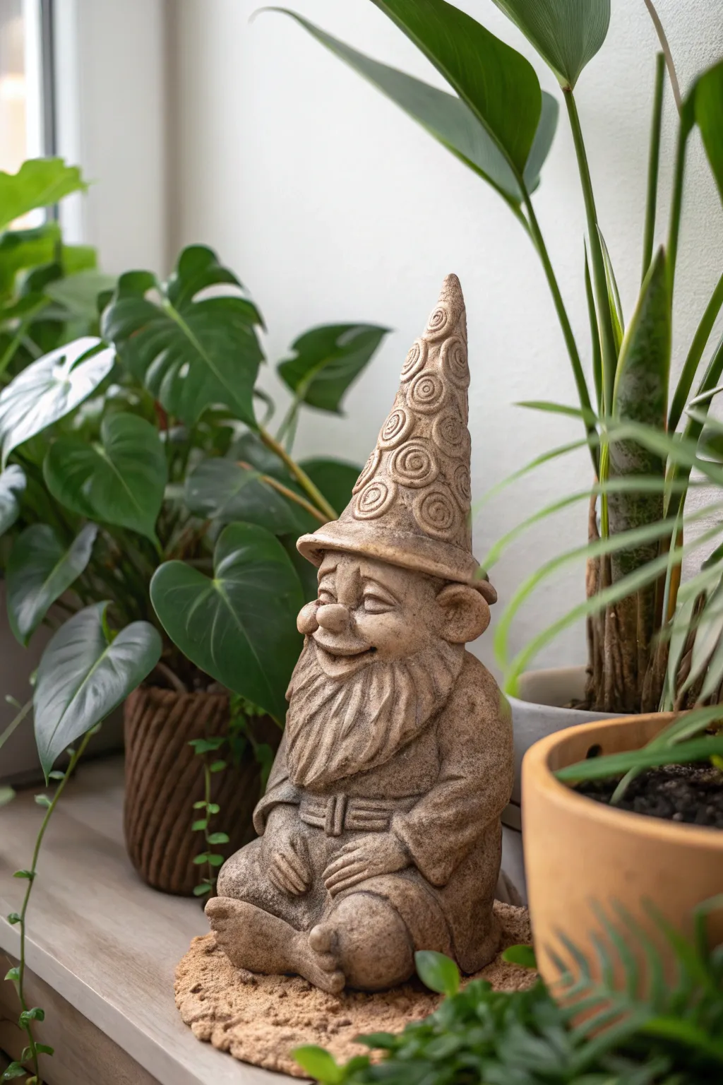 Add a whimsical guardian to your green space with a handcrafted miniature gnome.