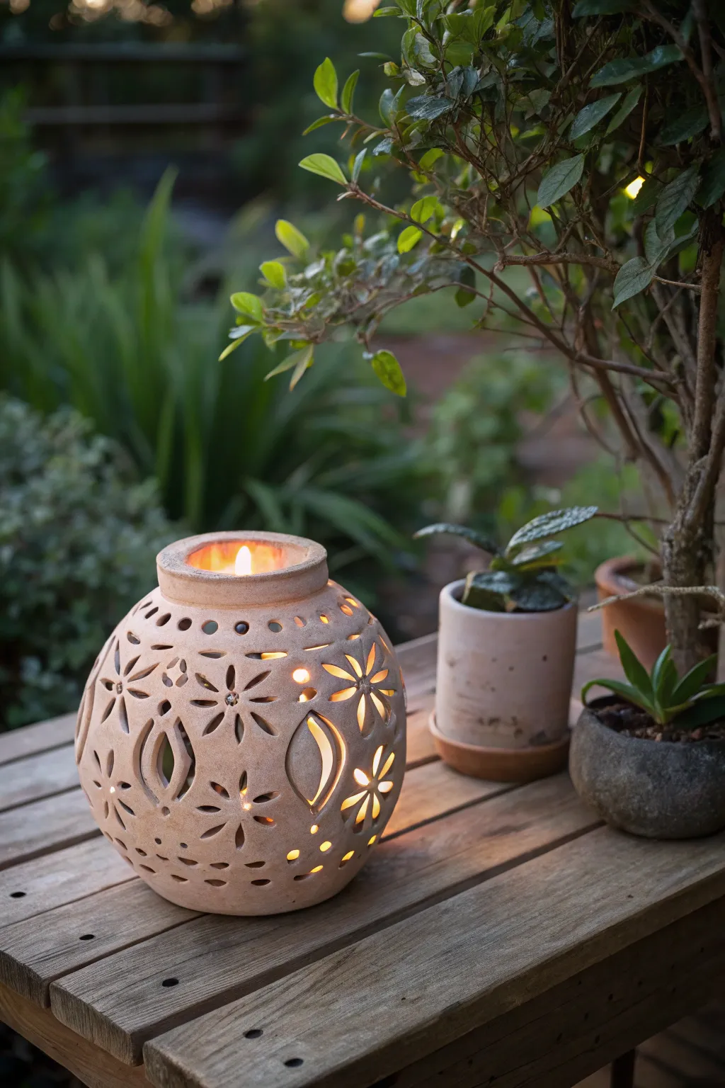 Illuminate your garden with the enchanting glow of handcrafted clay lanterns, where artistry meets nature.