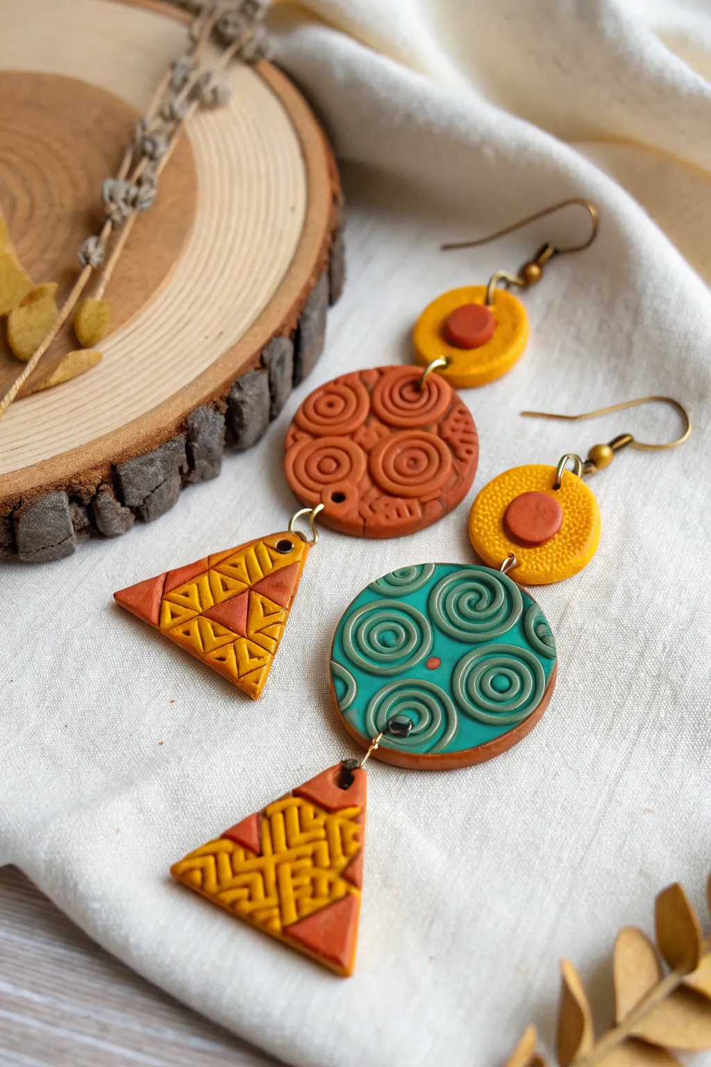 Embrace retro vibes with these vibrant clay earrings, a perfect blend of nostalgia and modern craftsmanship.
