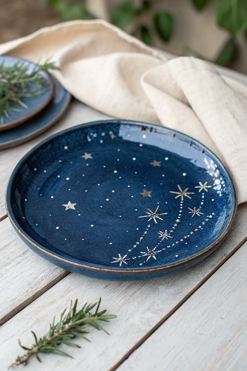 Elevate your dining experience with the cosmic elegance of handcrafted galaxy-inspired clay plates.