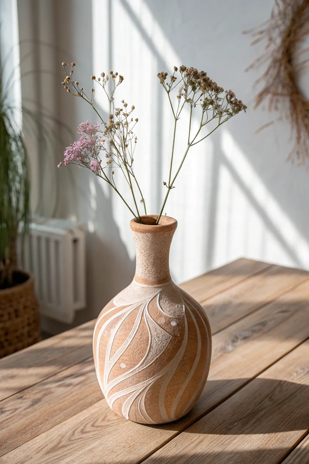 Embrace simplicity and natural beauty with this charming DIY clay vase.