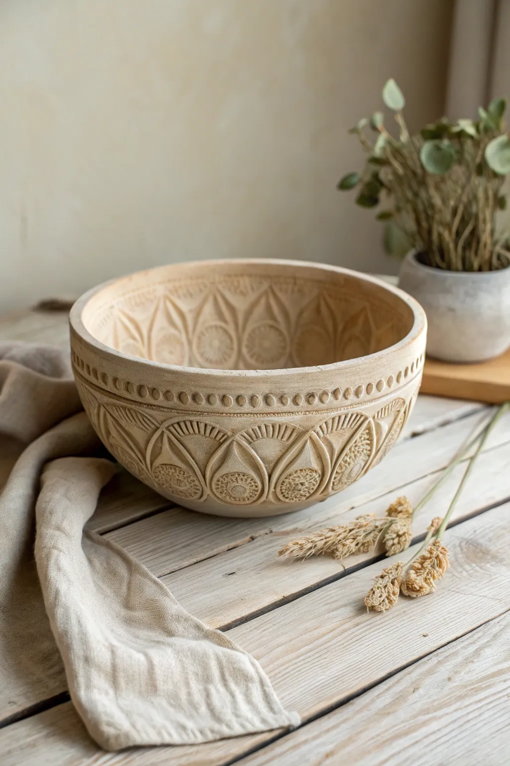 Embrace the tactile elegance of handcrafted clay bowls for a serene home ambiance.