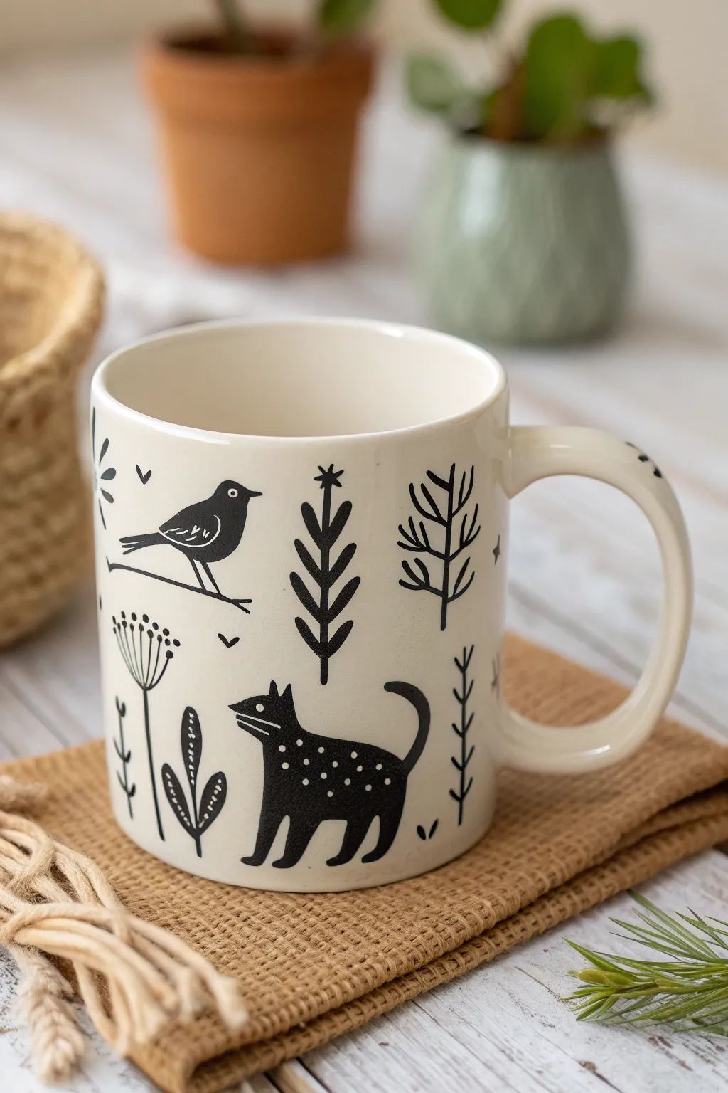 Unleash your wild side with these charming animal silhouette mugs, perfect for cozy mornings.