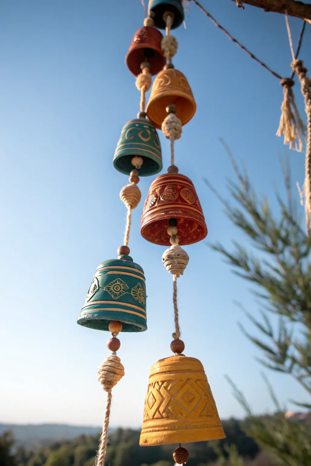 Add a touch of boho elegance to your garden with these stunning coil pot wind chimes. 🎐✨ #BohoDecor #ScandiStyle