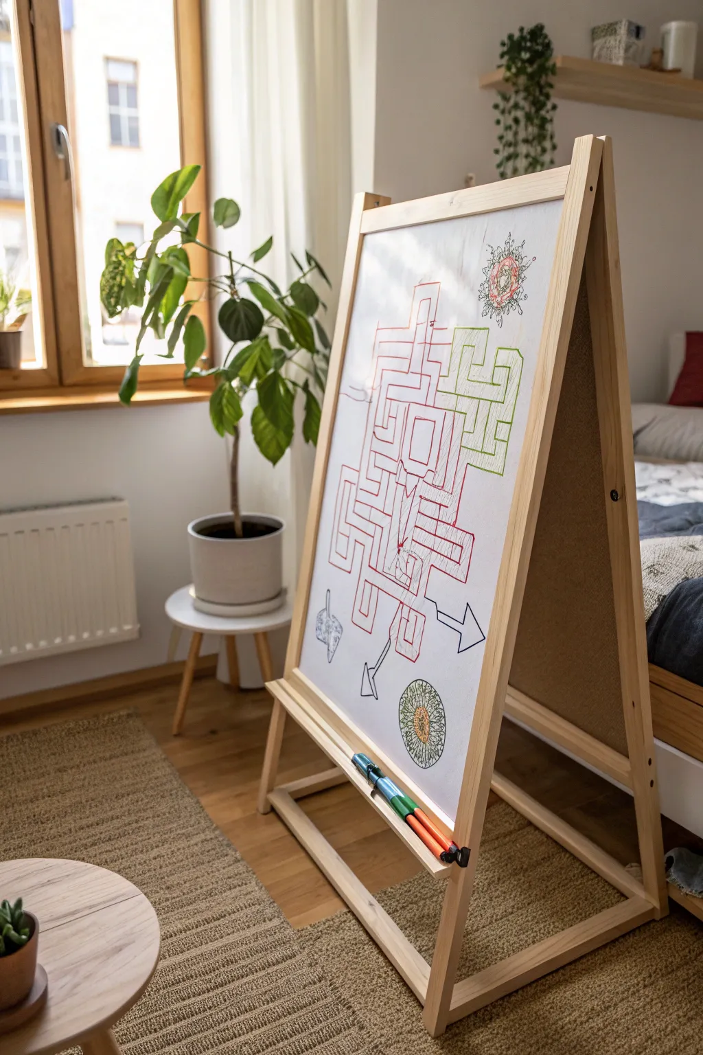 Brighten your study space with a creative puzzle corner—where elegance meets mental challenge.