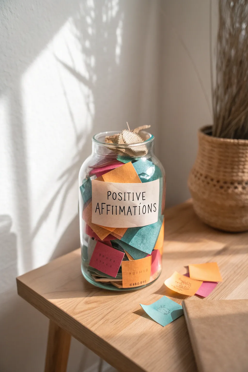 Brighten your day with a jar full of positive affirmations, crafted for simplicity and joy.