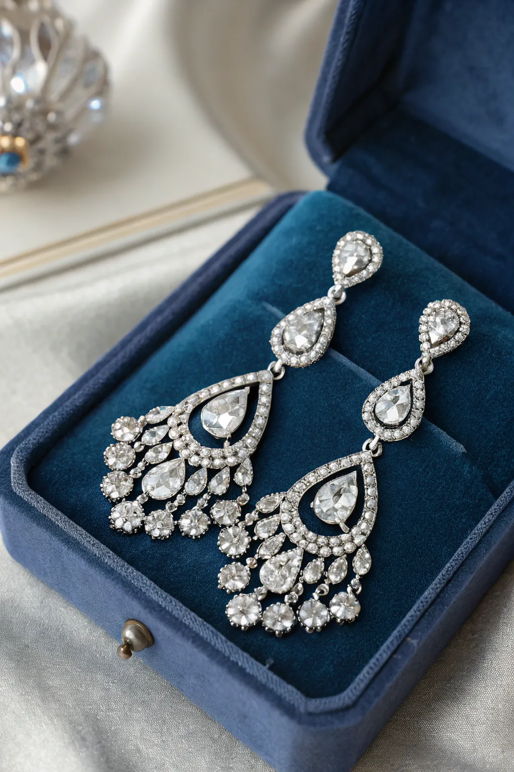 Crystal chandelier earrings that add sparkle and glamour.