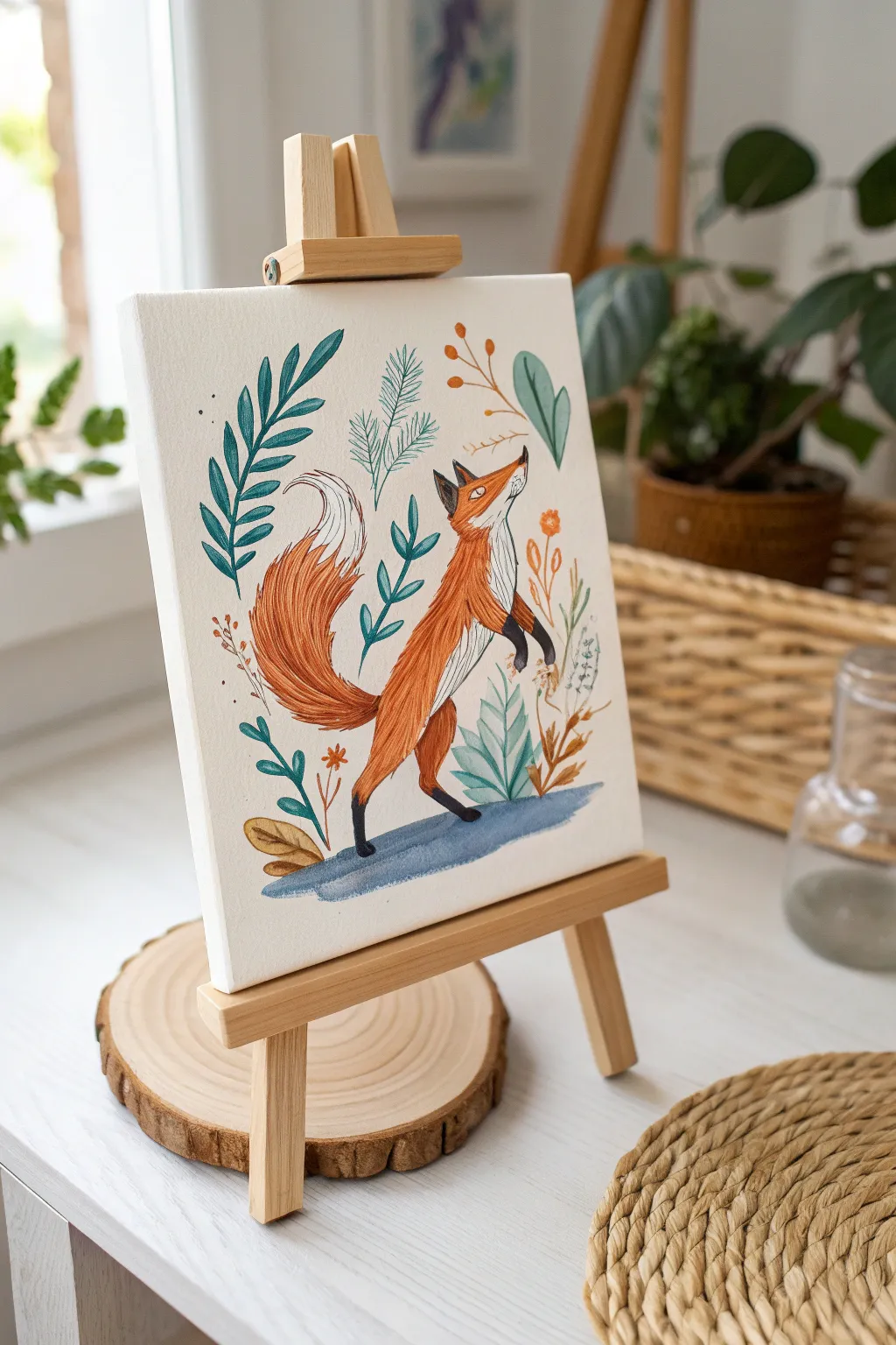 Infuse joy into your space with a playful fox oil pastel drawing—where vibrant colors meet minimalist elegance.