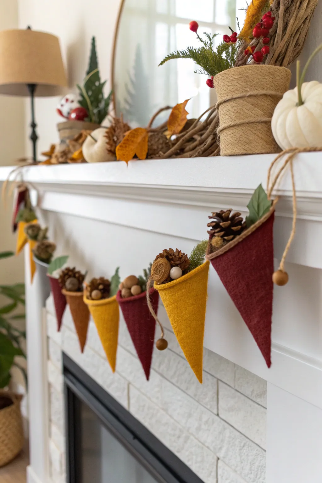 Bring festive cheer to your home with a charming cornucopia garland that blends Scandinavian simplicity with Boho flair.
