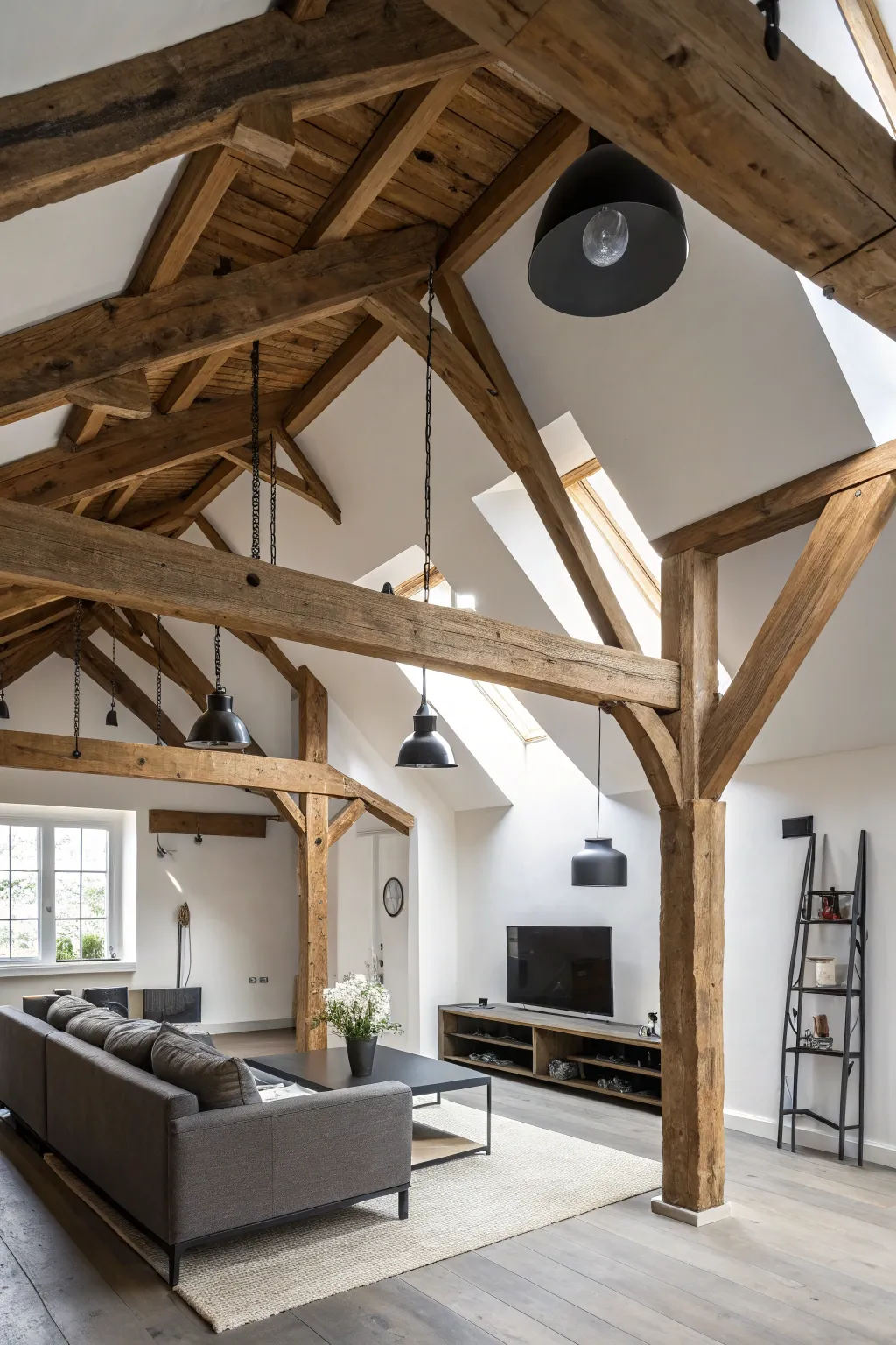 Elevate your space with the rugged elegance of exposed beams.