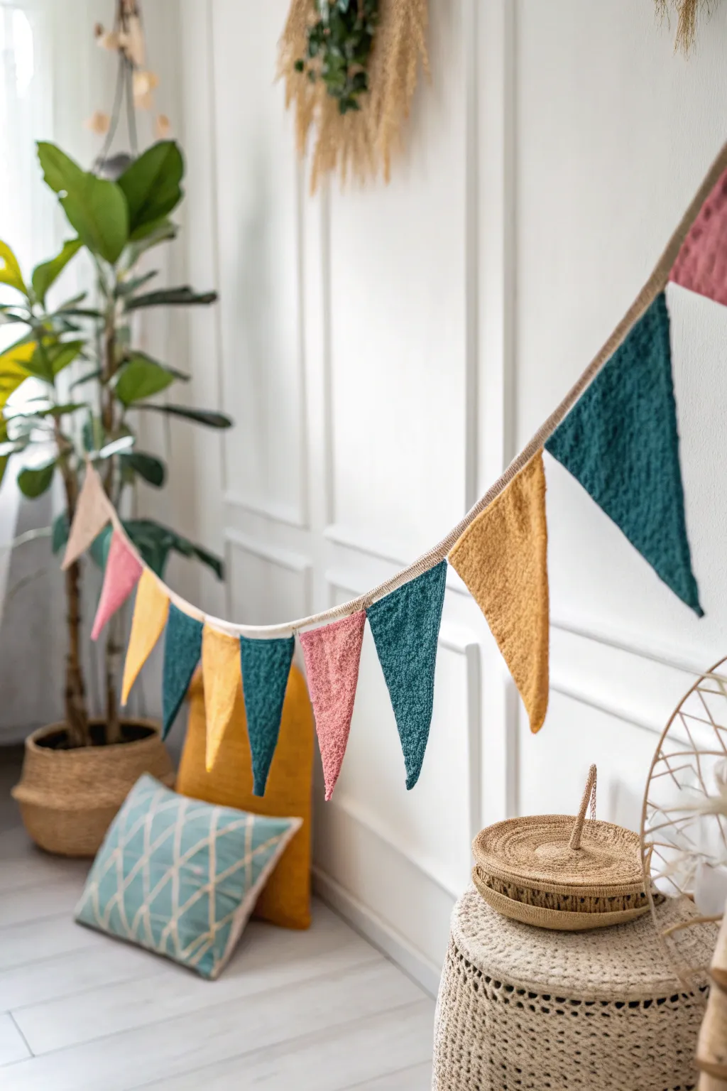 Craft a memorable birthday with charming fabric bunting banners that add a touch of handmade elegance.