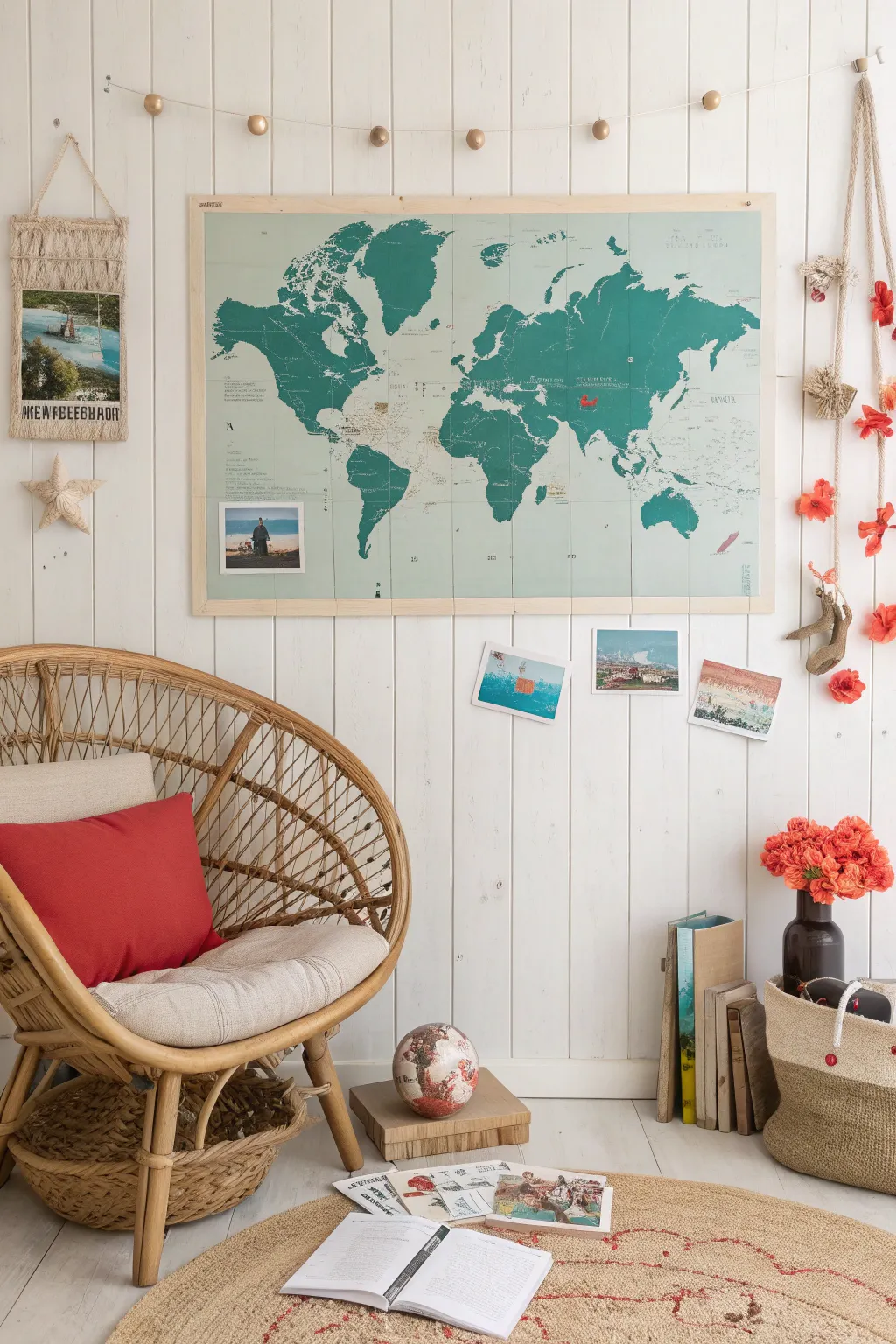 Embark on new adventures with a map-inspired journey board that blends minimalist elegance with boho charm.