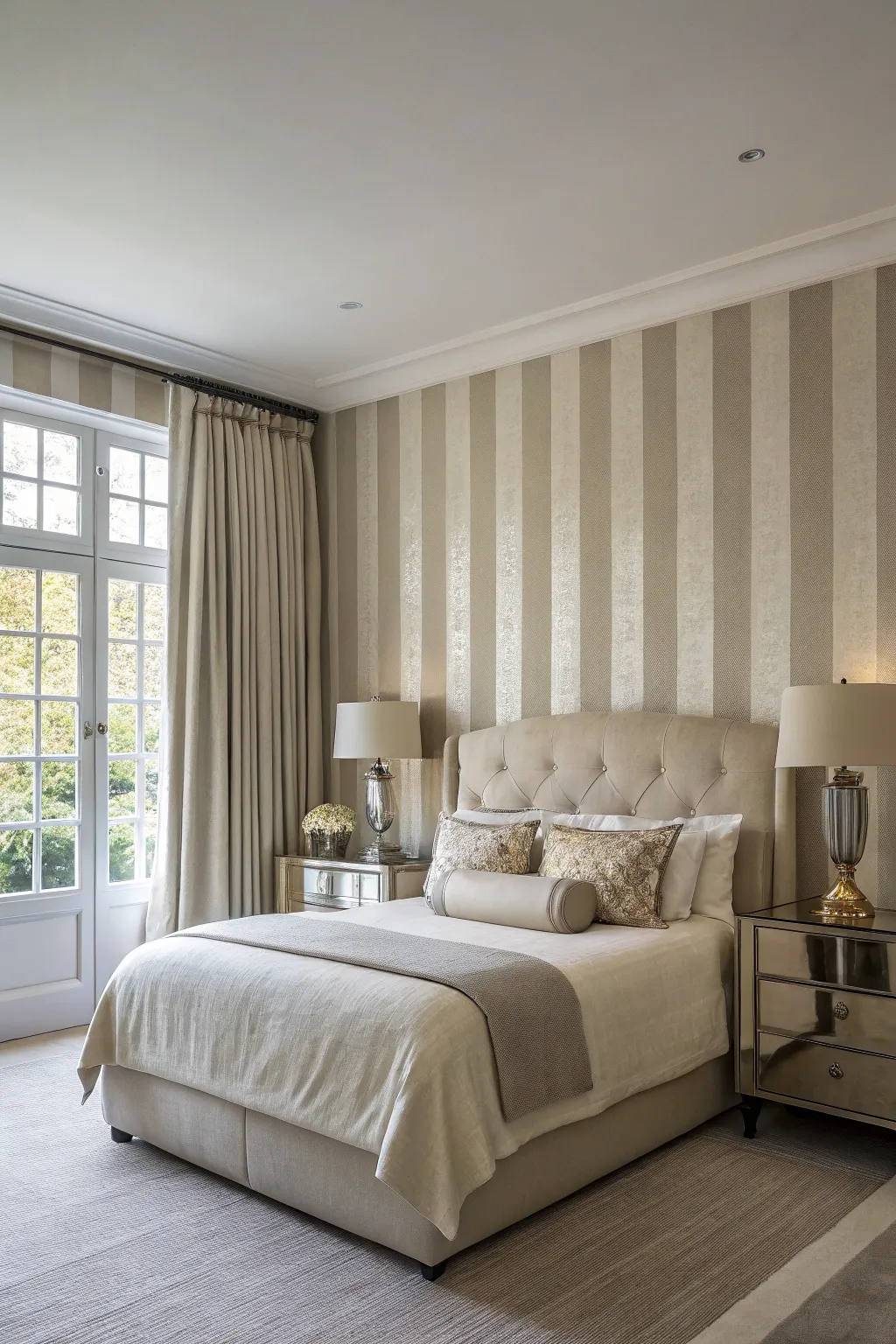 Sophisticated stripes add elegance and elongate your space.