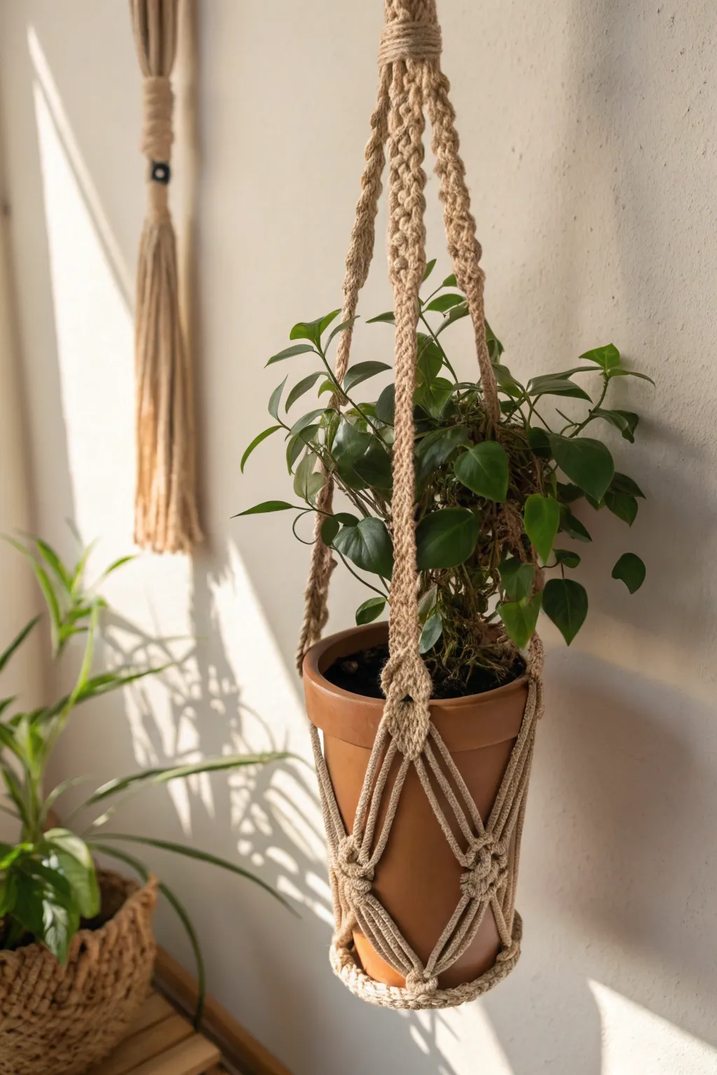Elevate your greenery with a touch of handcrafted elegance. Discover the art of macramé and transform your space.