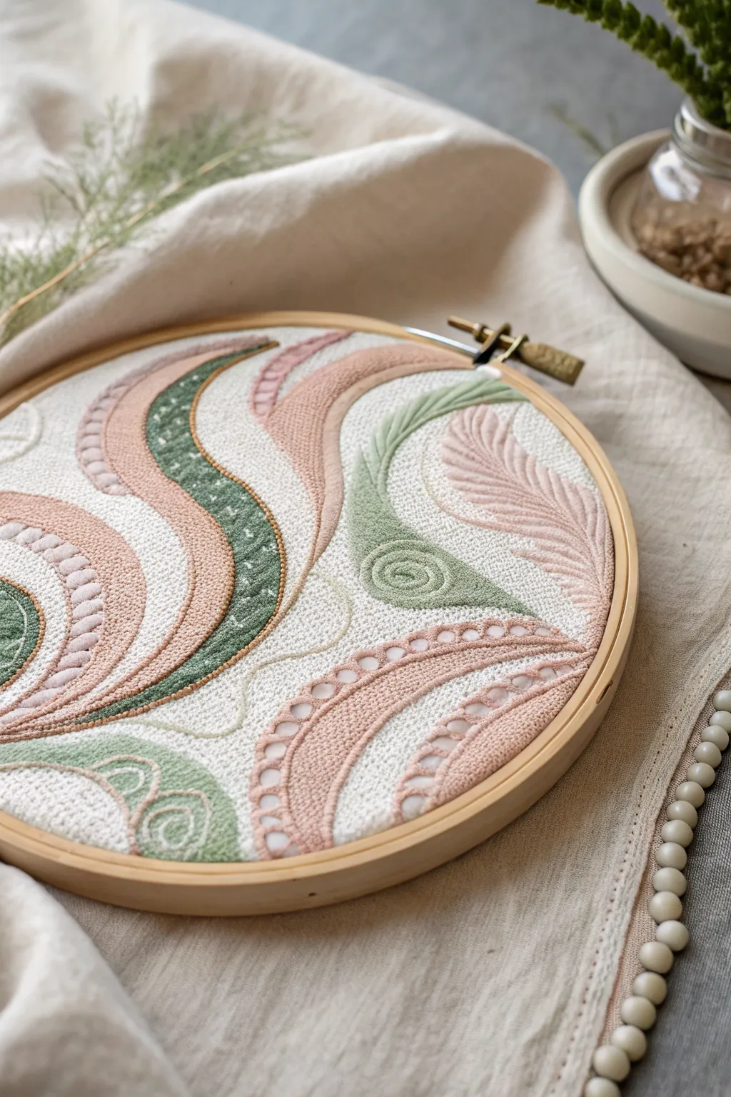 Embrace the beauty of simplicity with abstract cross stitch art.