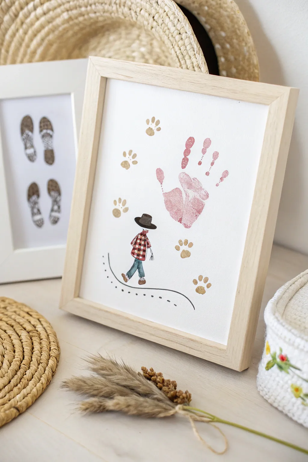 Step into creativity with charming handprint figures that tell a story.