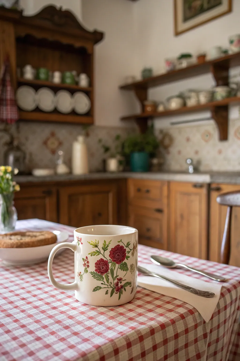 Vintage mugs bring retro charm to modern kitchens.