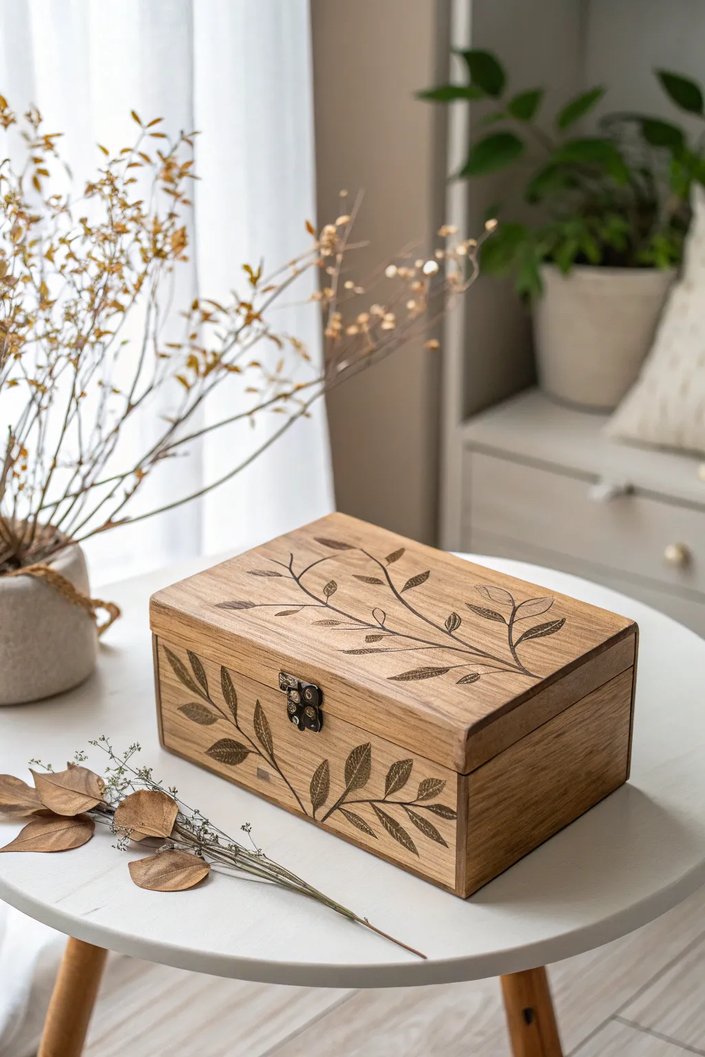 Embrace nature's elegance with this charmingly adorned box.
