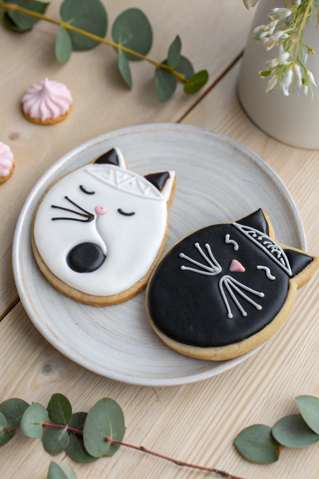 Embrace harmony with these yin and yang cat cookies, a perfect blend of minimalist elegance and boho charm.