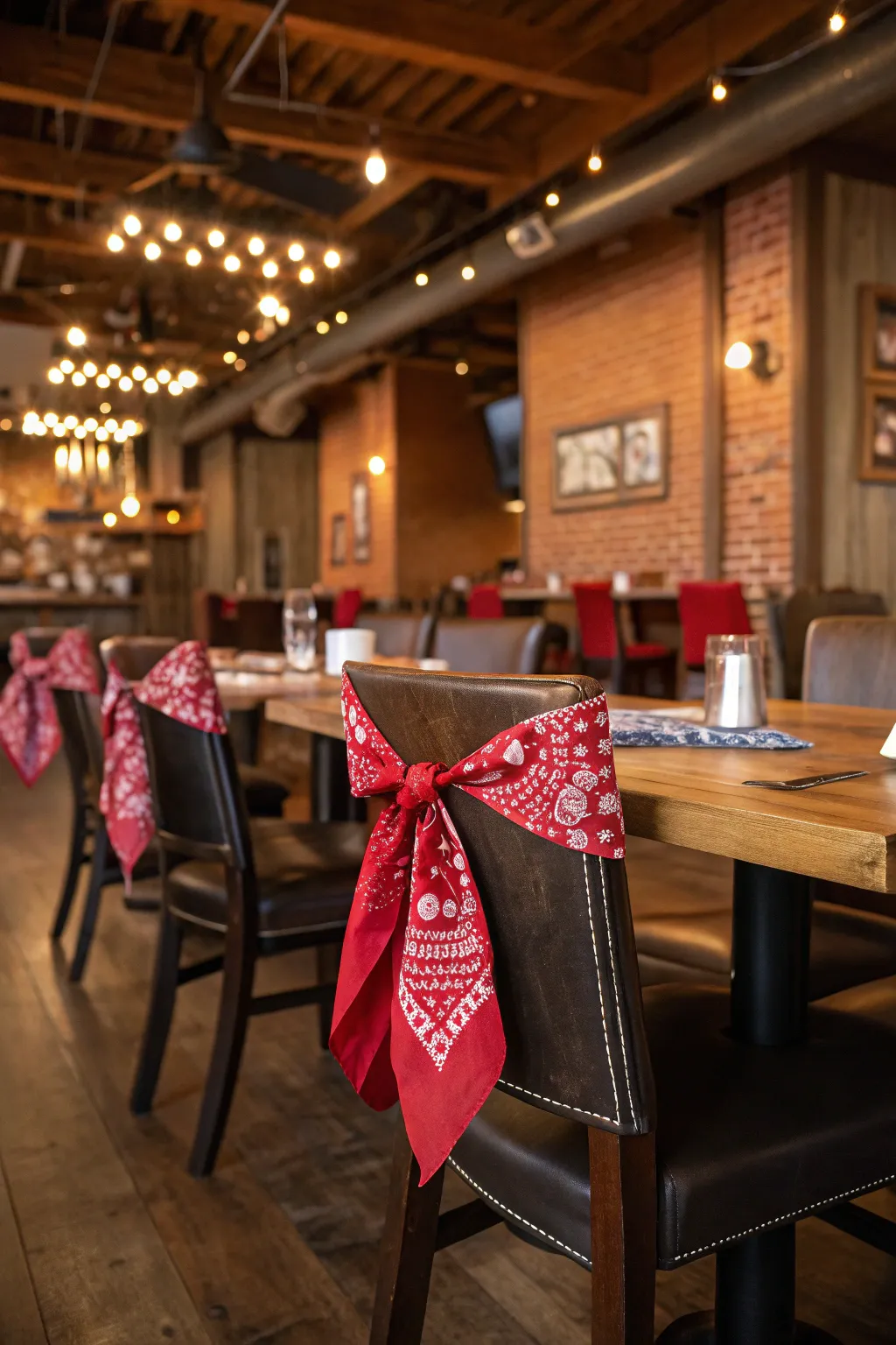 Add charm to your seating with bandana chair decorations.