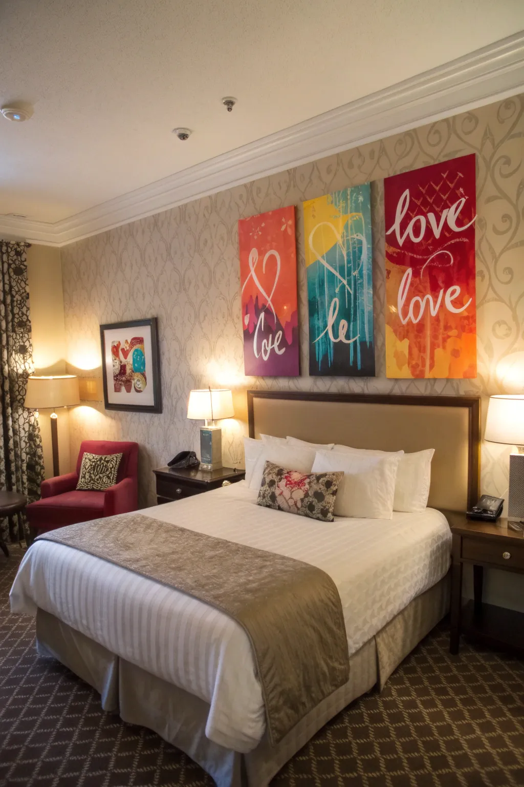 Custom wall art adds a personalized touch to the room.